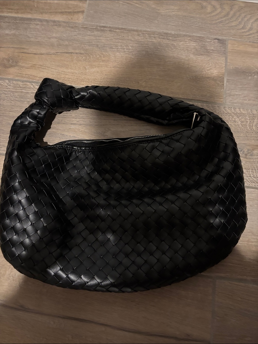 Black Woven Hobo Shoulder Bag